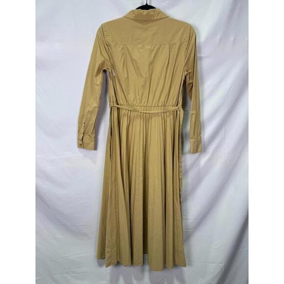 Derek Lam 10 Crosby Beige Kenza Pleated Shirt Dress Size 4 with Fabric Pull - Picture 5 of 8
